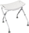 Drive Medical 12486 Folding Shower Chair, Bath Bench with Drainage Holes and In-Seat Handles, Supports Users Up To 300 Pounds, White